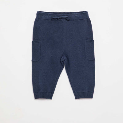 Pantalon uni en maille MARINE