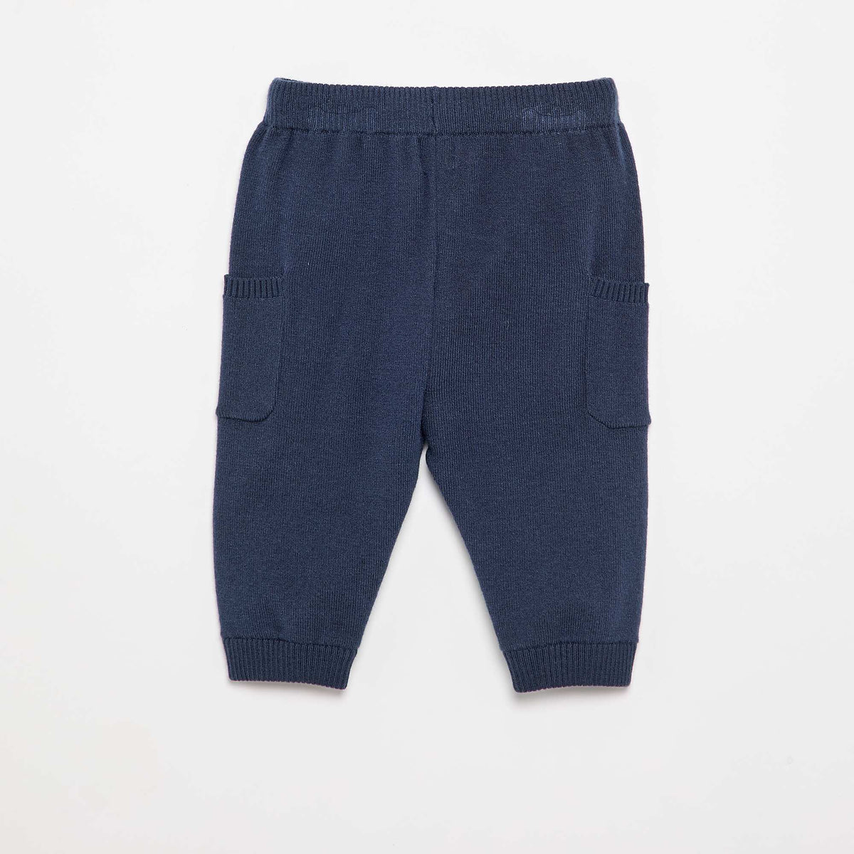 Pantalon uni en maille MARINE