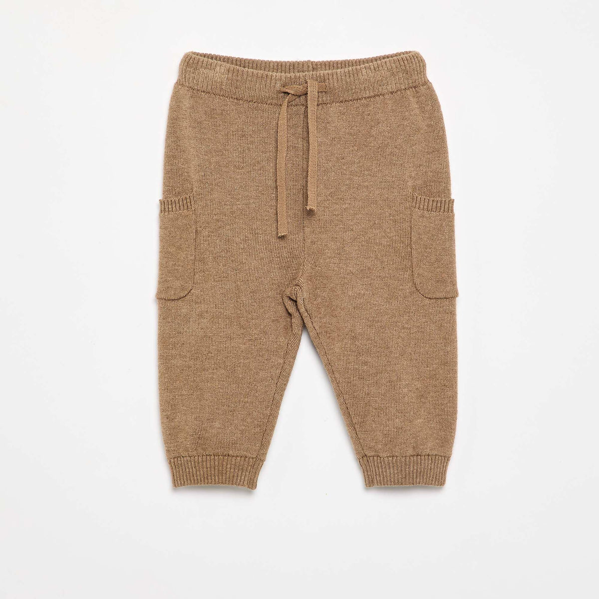 Pantalon uni en maille MARRON