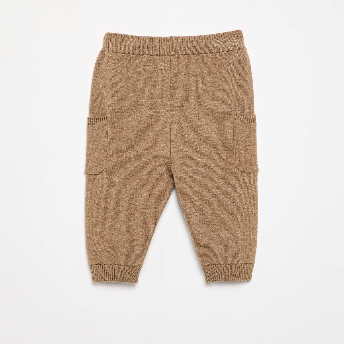Pantalon uni en maille MARRON
