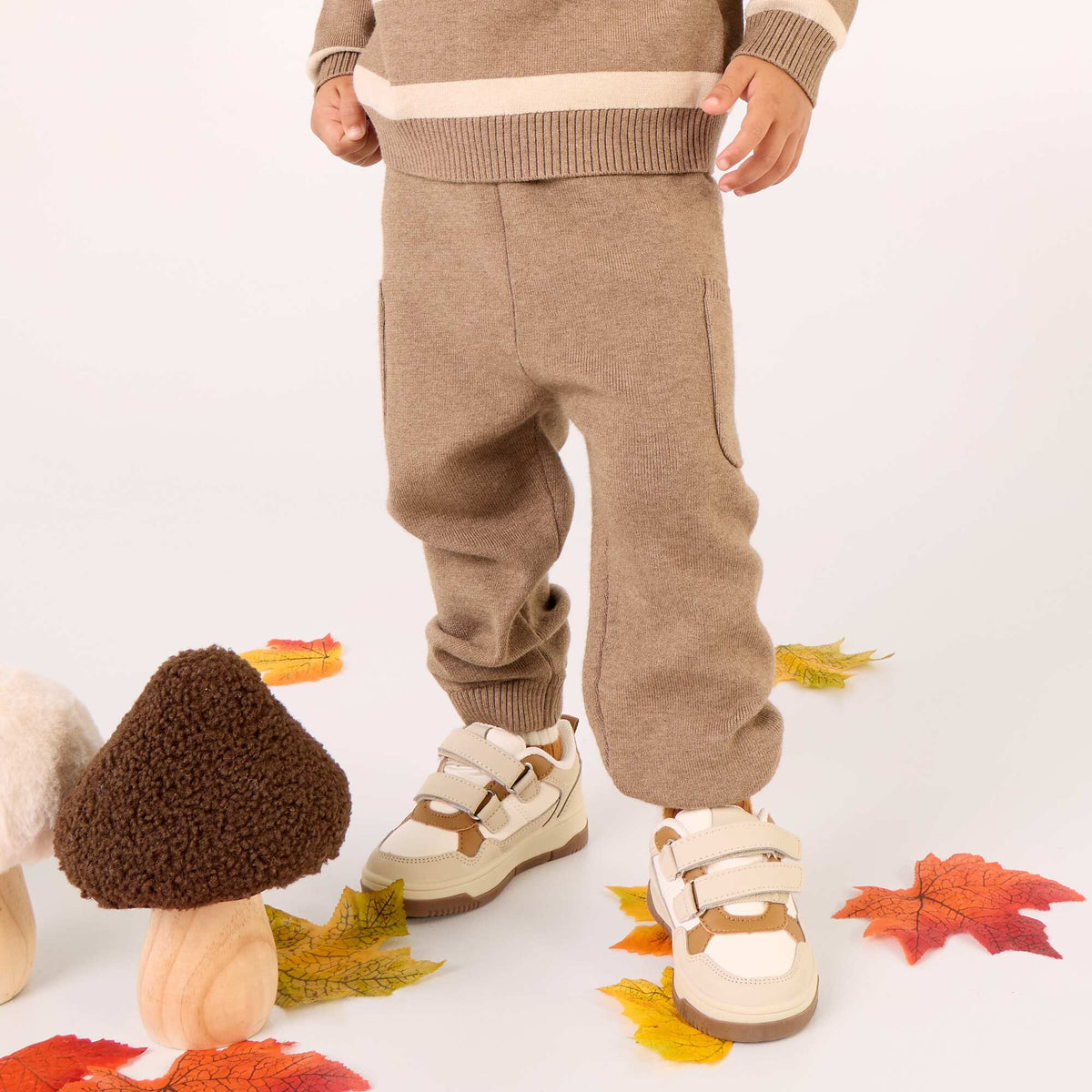 Pantalon uni en maille MARRON