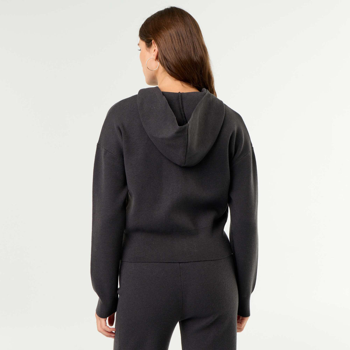 Gilet en matière ottoman à capuche NOIR