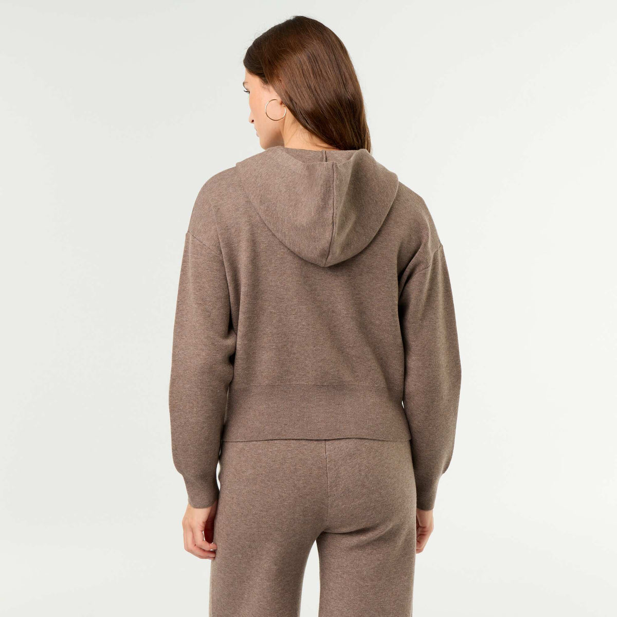 Gilet en matière ottoman à capuche MARRON