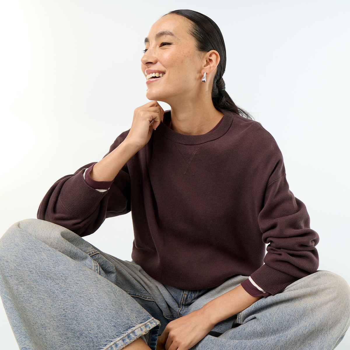 Pull coloré en coton épais MARRON