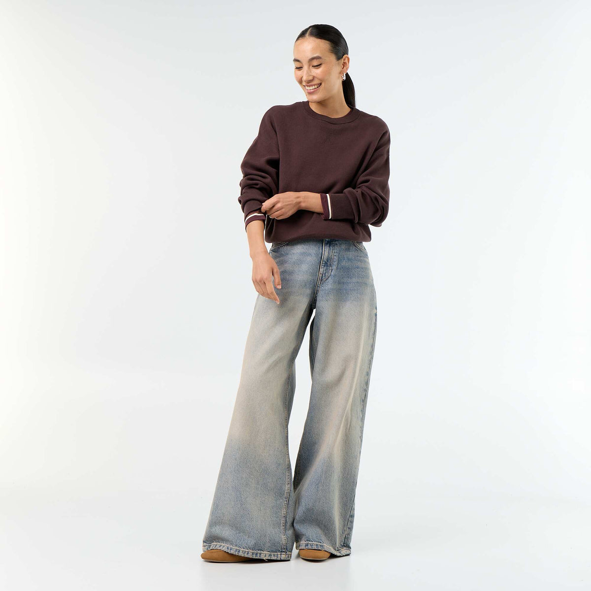 Pull coloré en coton épais MARRON