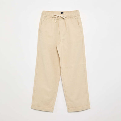 Pantalon en lin et coton BEIGE