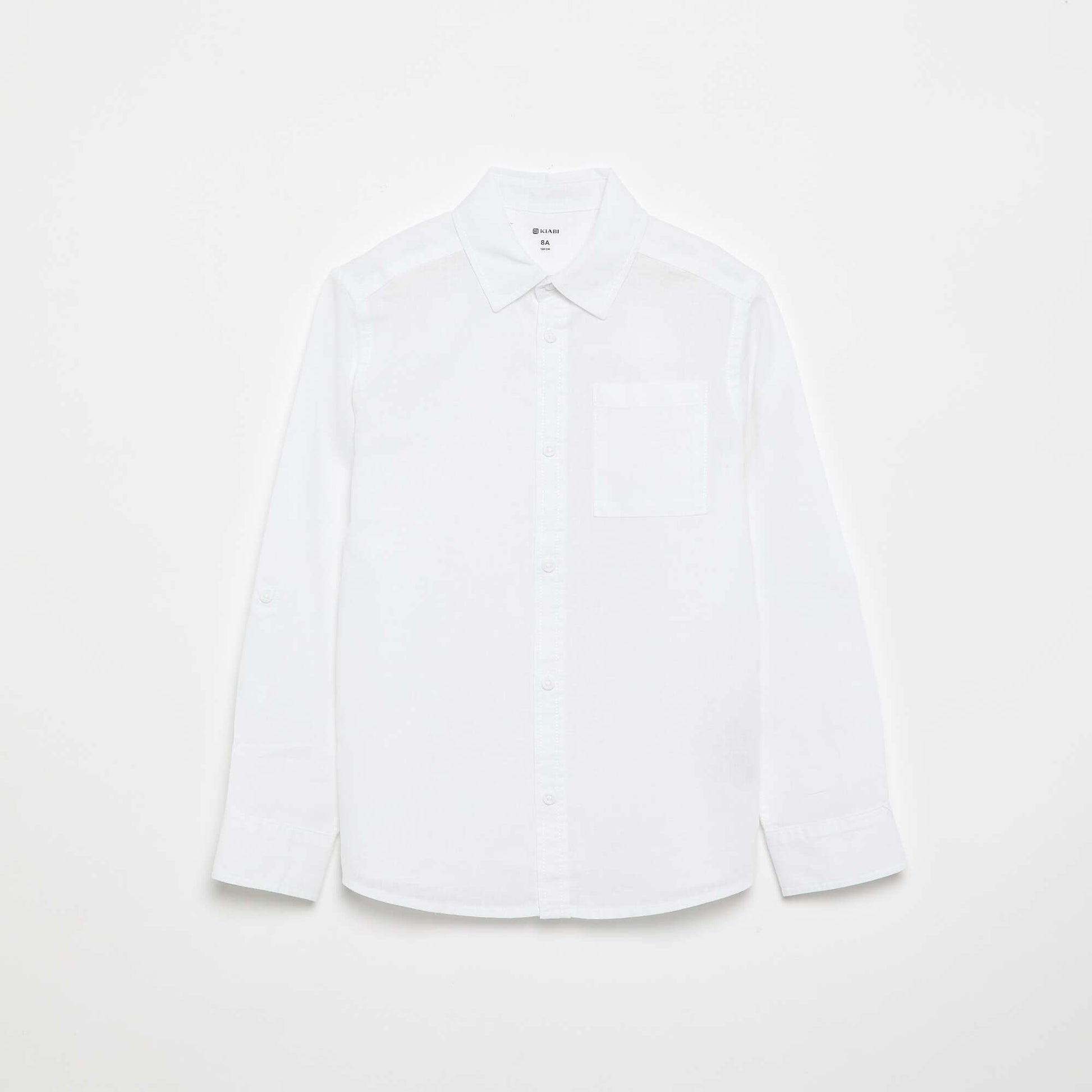 Chemise à manches longues et poche poitrine BLANC