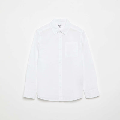 Chemise à manches longues et poche poitrine BLANC