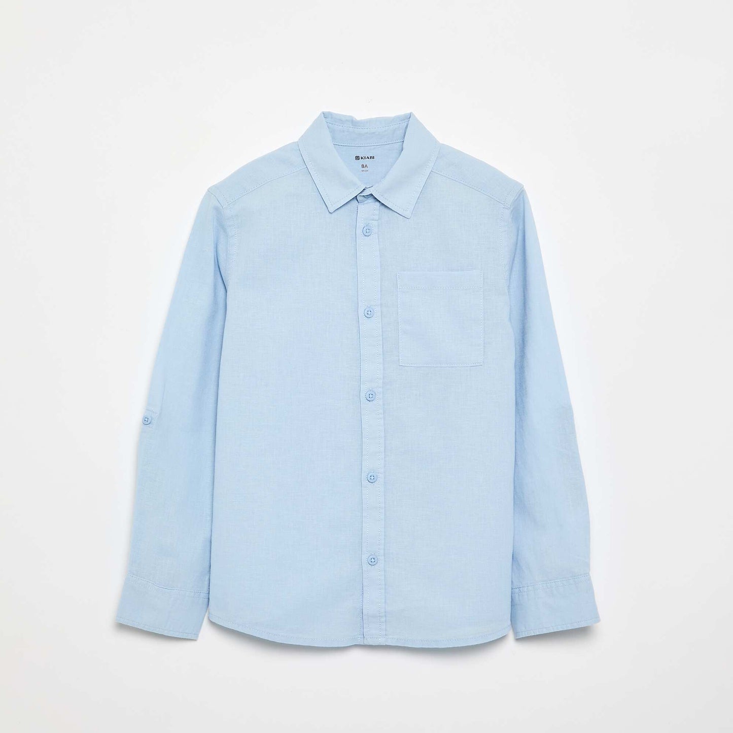 Chemise à manches longues et poche poitrine BLEU