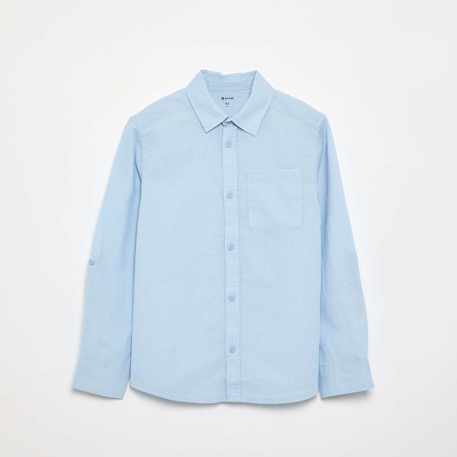 Chemise à manches longues et poche poitrine BLEU