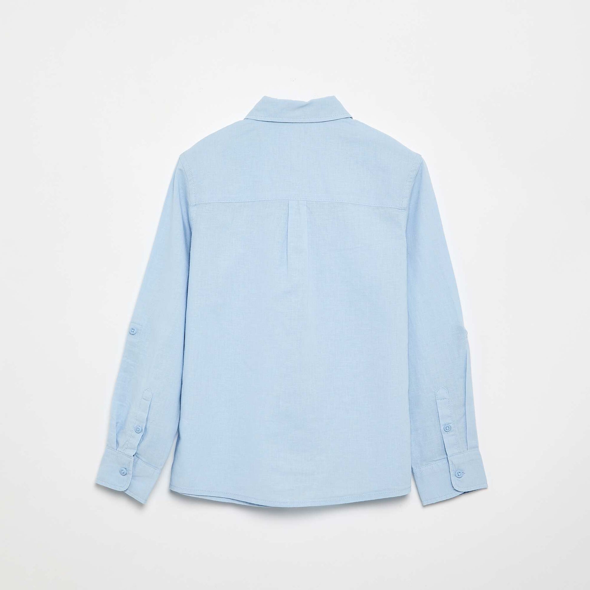 Chemise à manches longues et poche poitrine BLEU