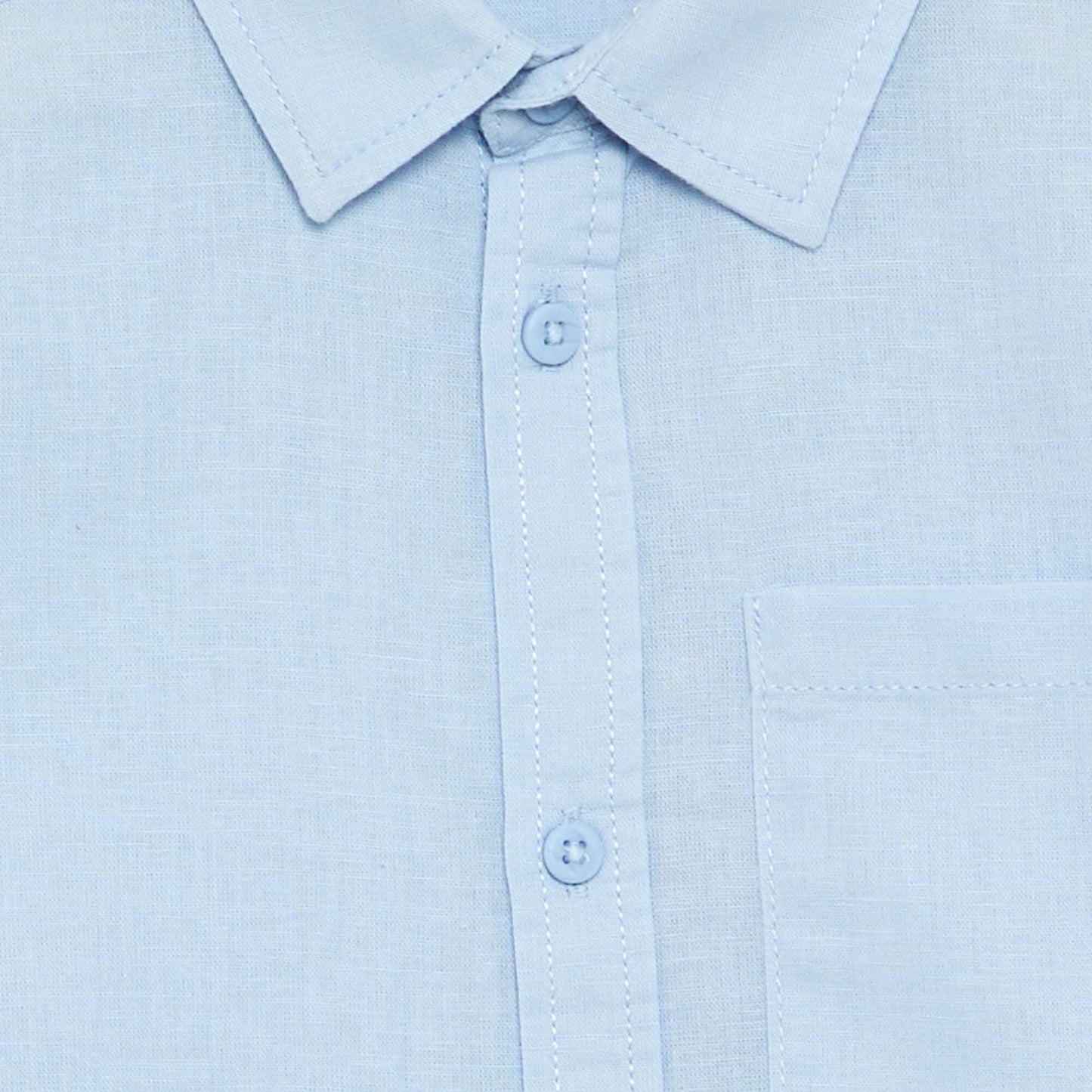 Chemise à manches longues et poche poitrine BLEU