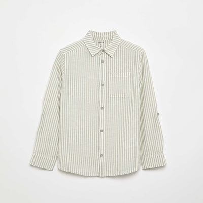 Chemise à manches longues et poche poitrine BLANC