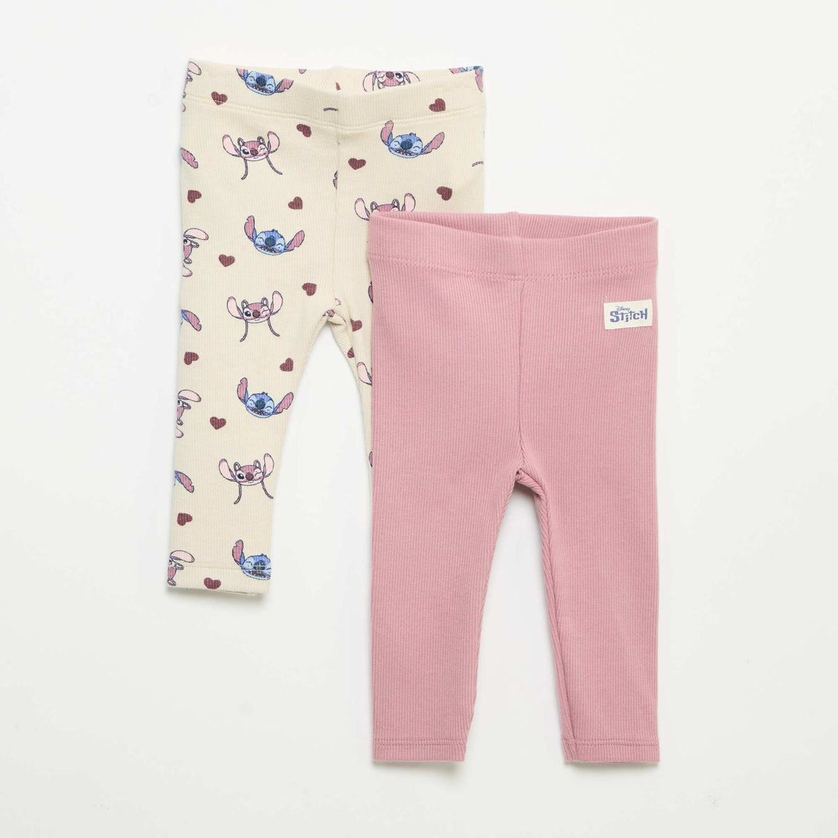 Lot de 2 leggings 'Disney' en maille côtelée BEIGE