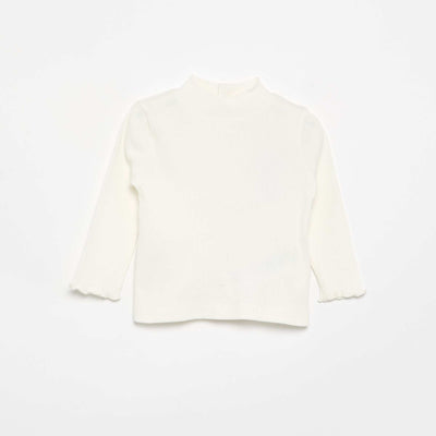 Sous-pull en maille côtelée BLANC