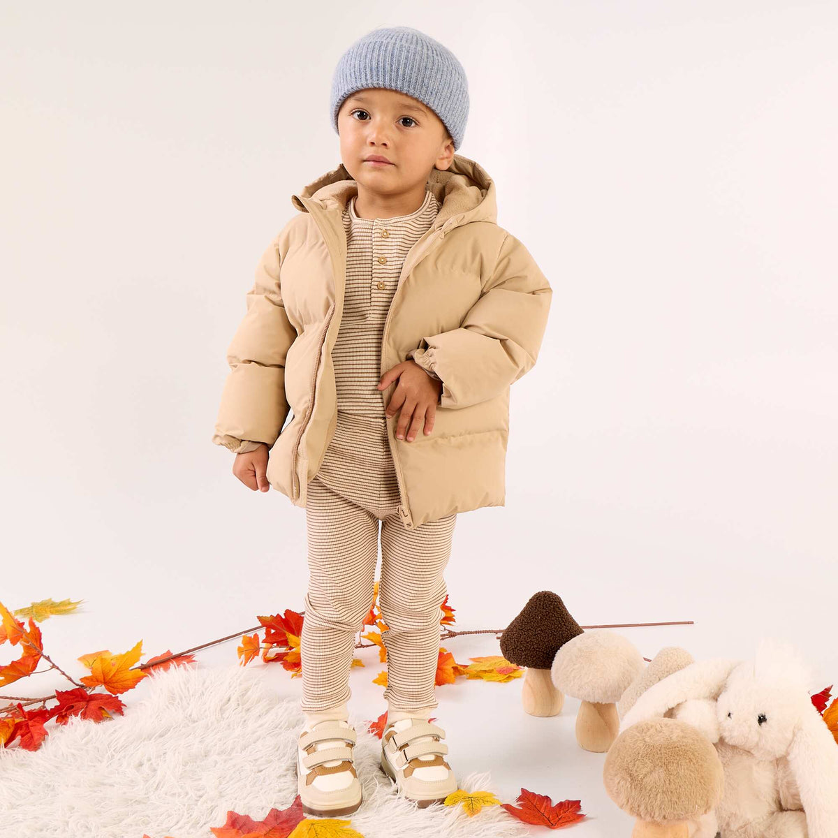 Doudoune matelassée à capuche BEIGE