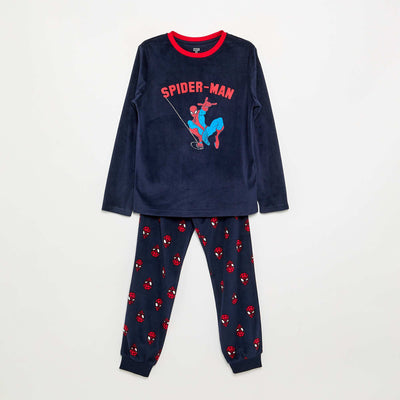 Ensemble pyjama long 'Spiderman' en polaire - 2 pièces BLEU