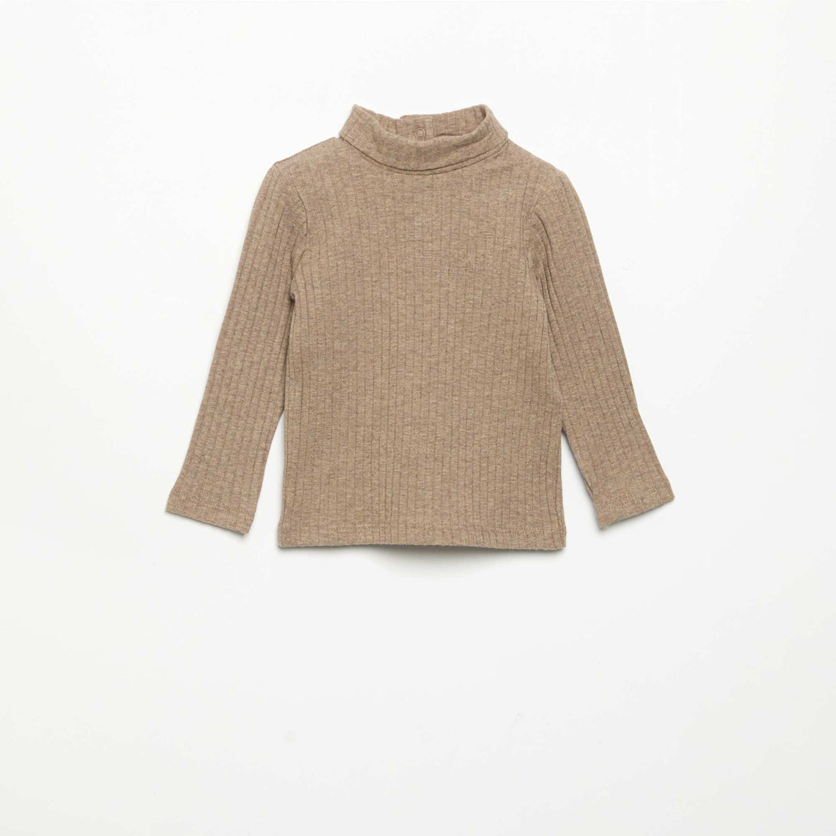 Sous-pull en maille côtelée plate MARRON