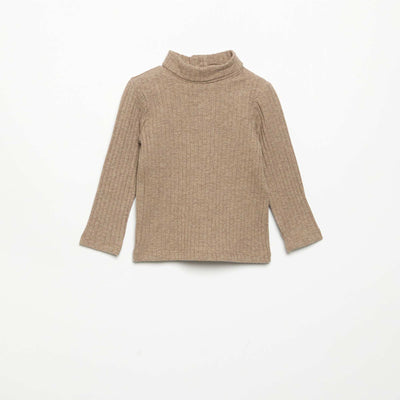 Sous-pull en maille côtelée plate MARRON