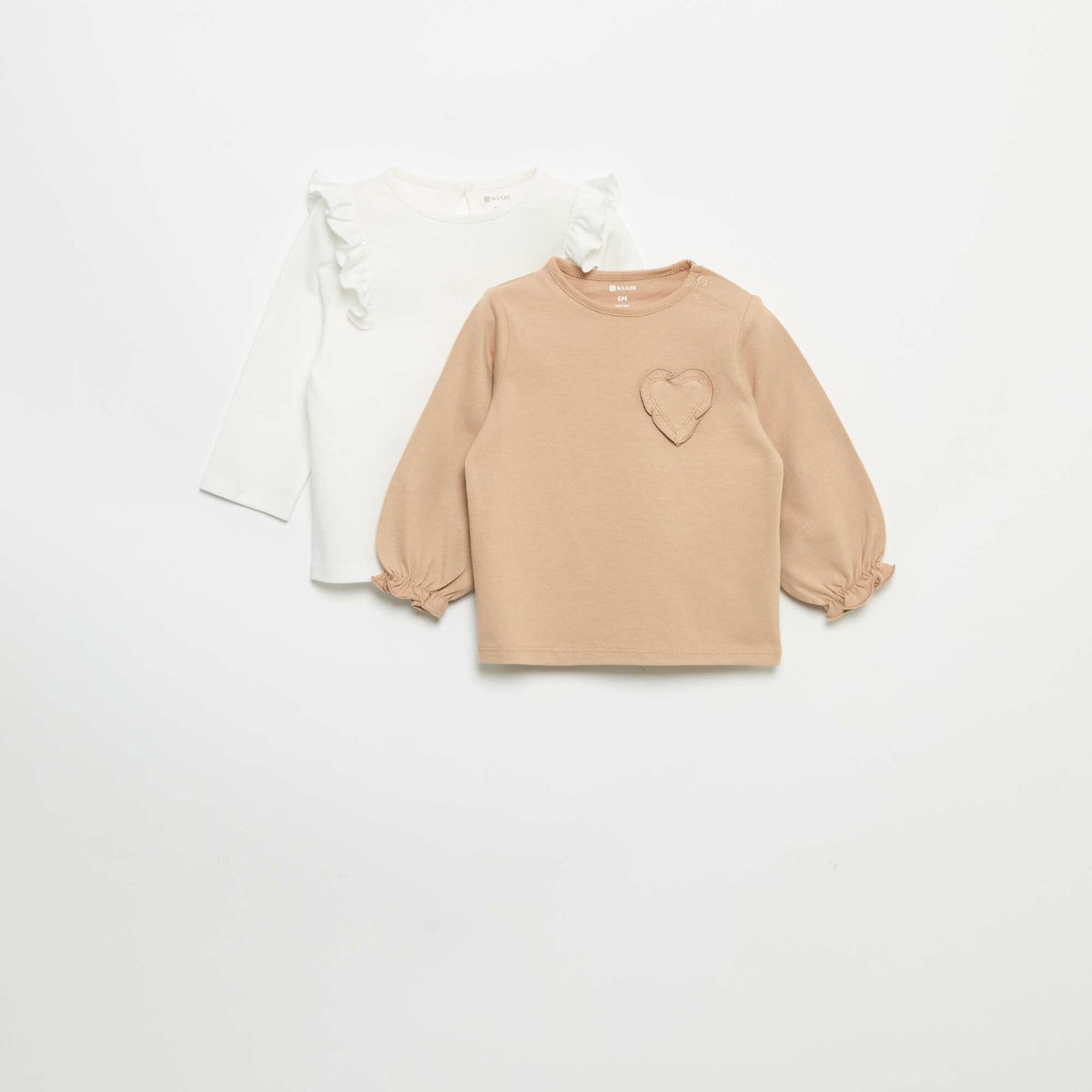 Lot de 2 t-shirts manches longues en jersey coton BLANC
