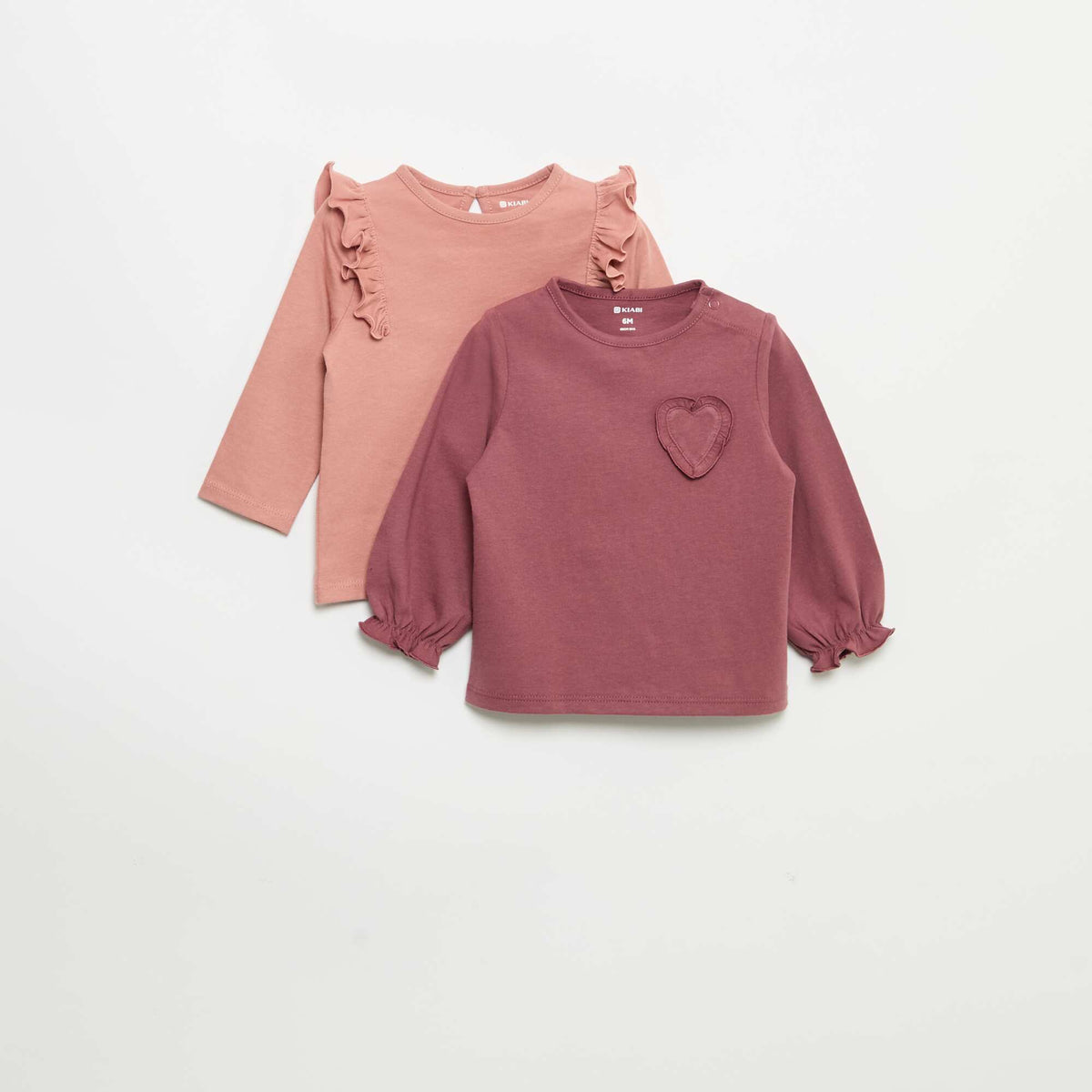 Lot de 2 t-shirts manches longues en jersey coton ROSE