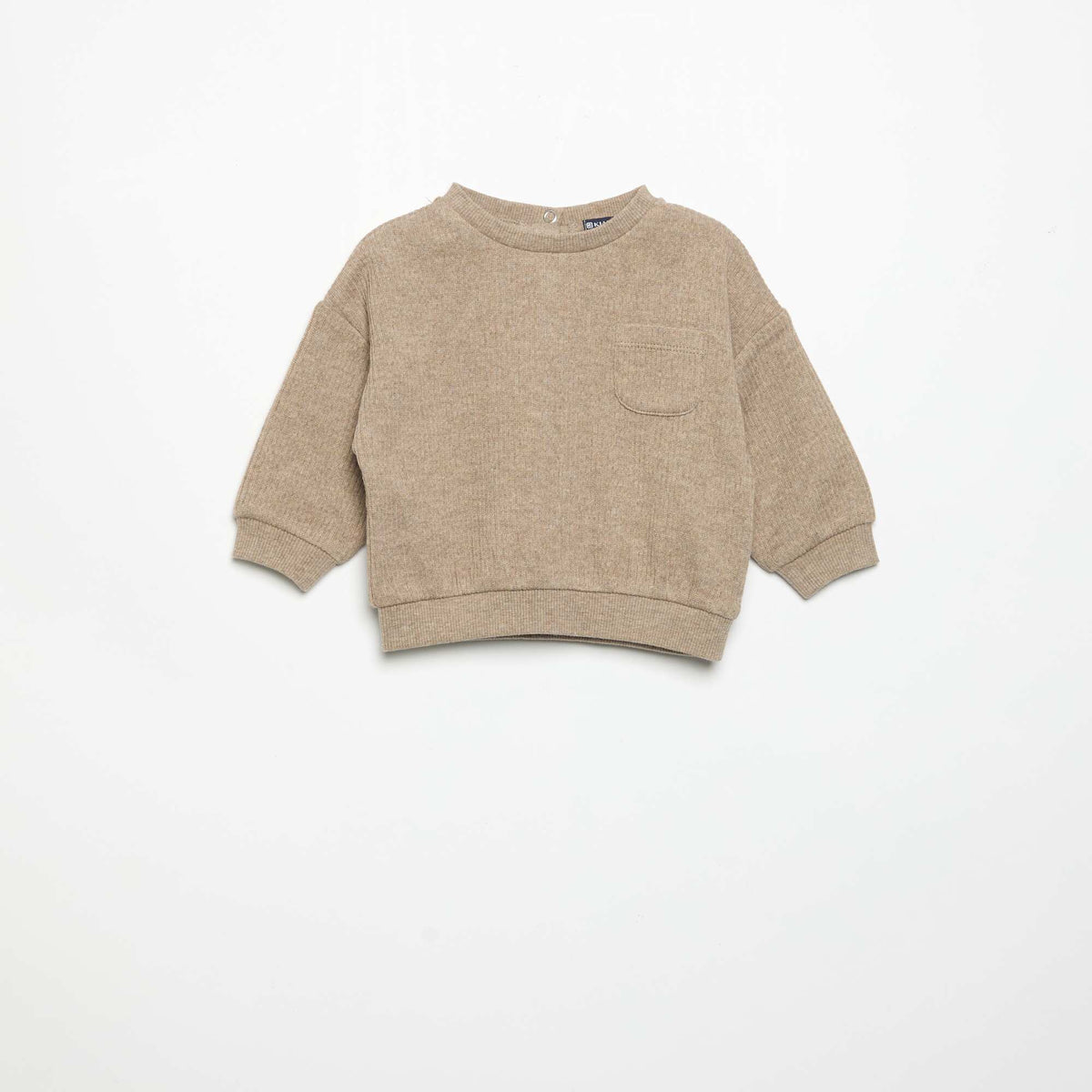 Ensemble 2 pièces en maille côtelée - Sweat + pantalon BEIGE