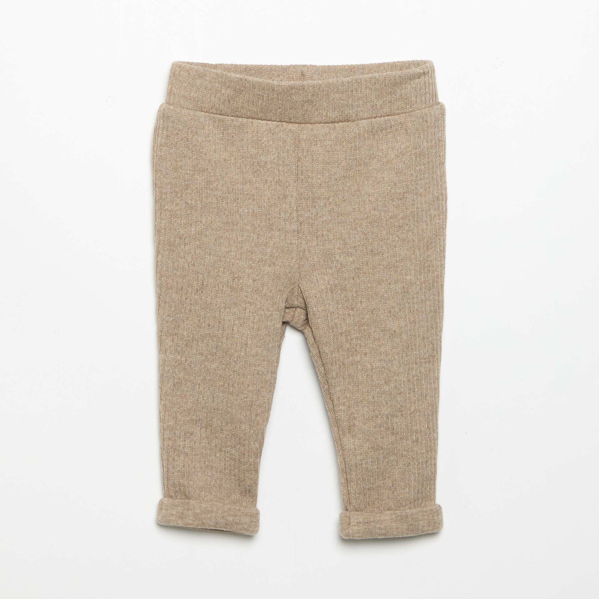 Ensemble 2 pièces en maille côtelée - Sweat + pantalon BEIGE