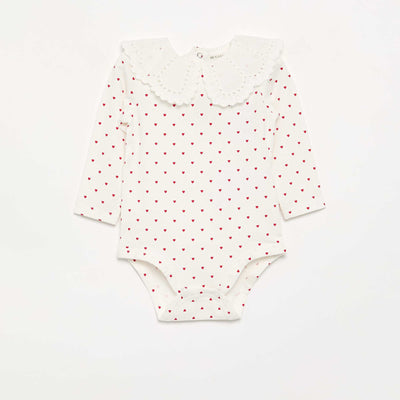 Body imprimé avec col claudine en broderie anglaise BLANC