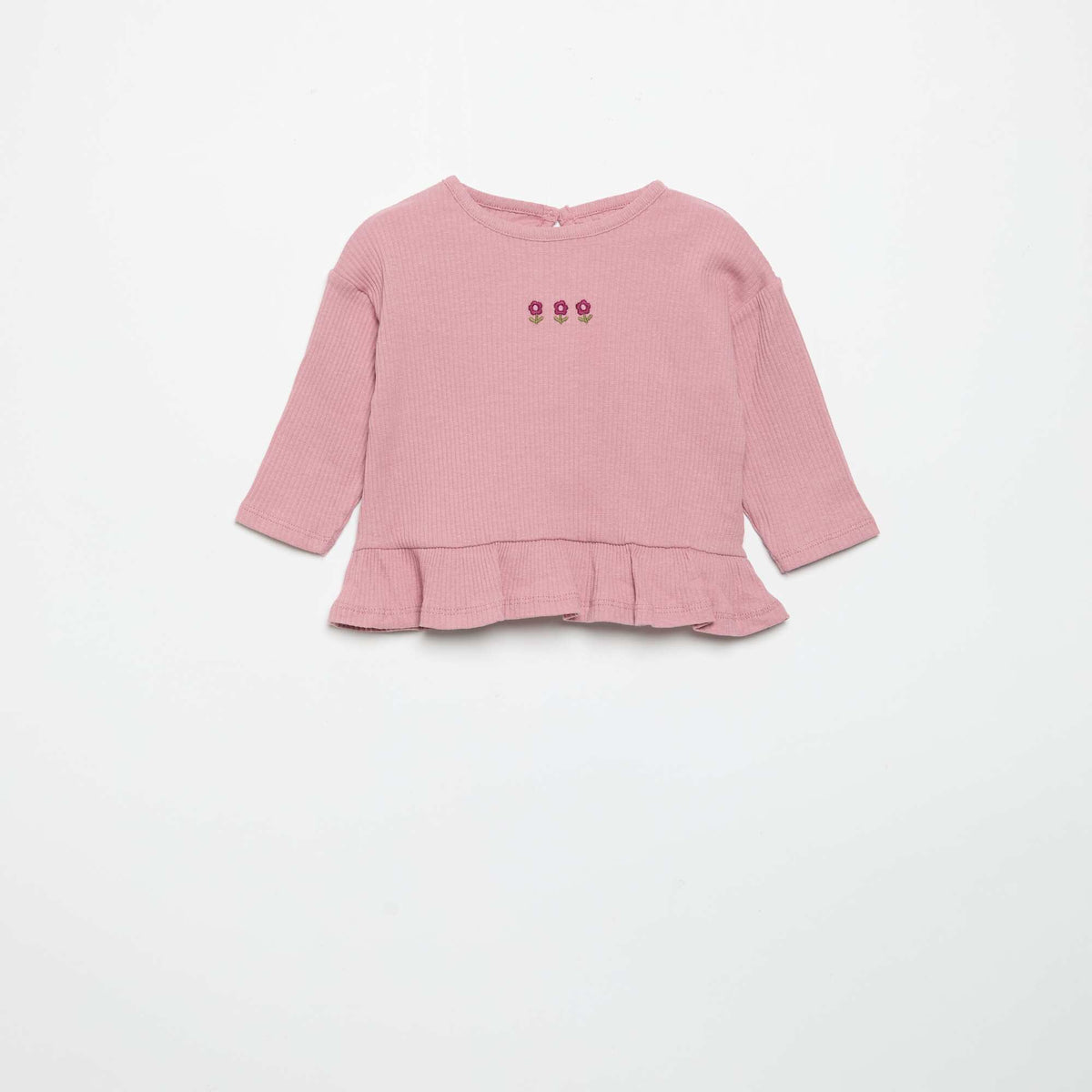 T-shirt côtelé à manches longues ROSE