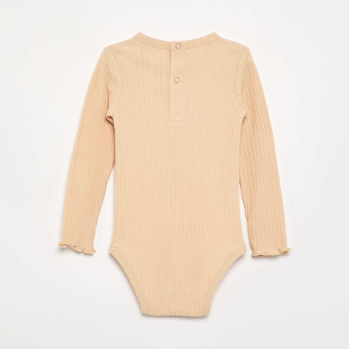 Body en maille côtelée avec broderie anglaise BEIGE