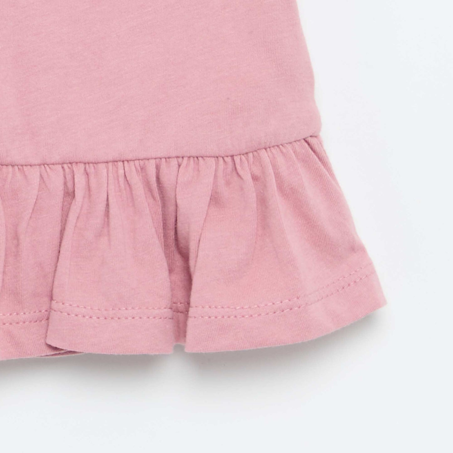 T-shirt manches courtes avec broderies et base volantée ROSE