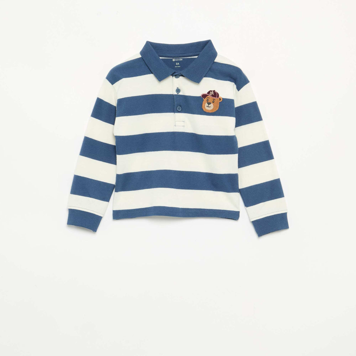 Polo rayé en jersey de coton BLEU