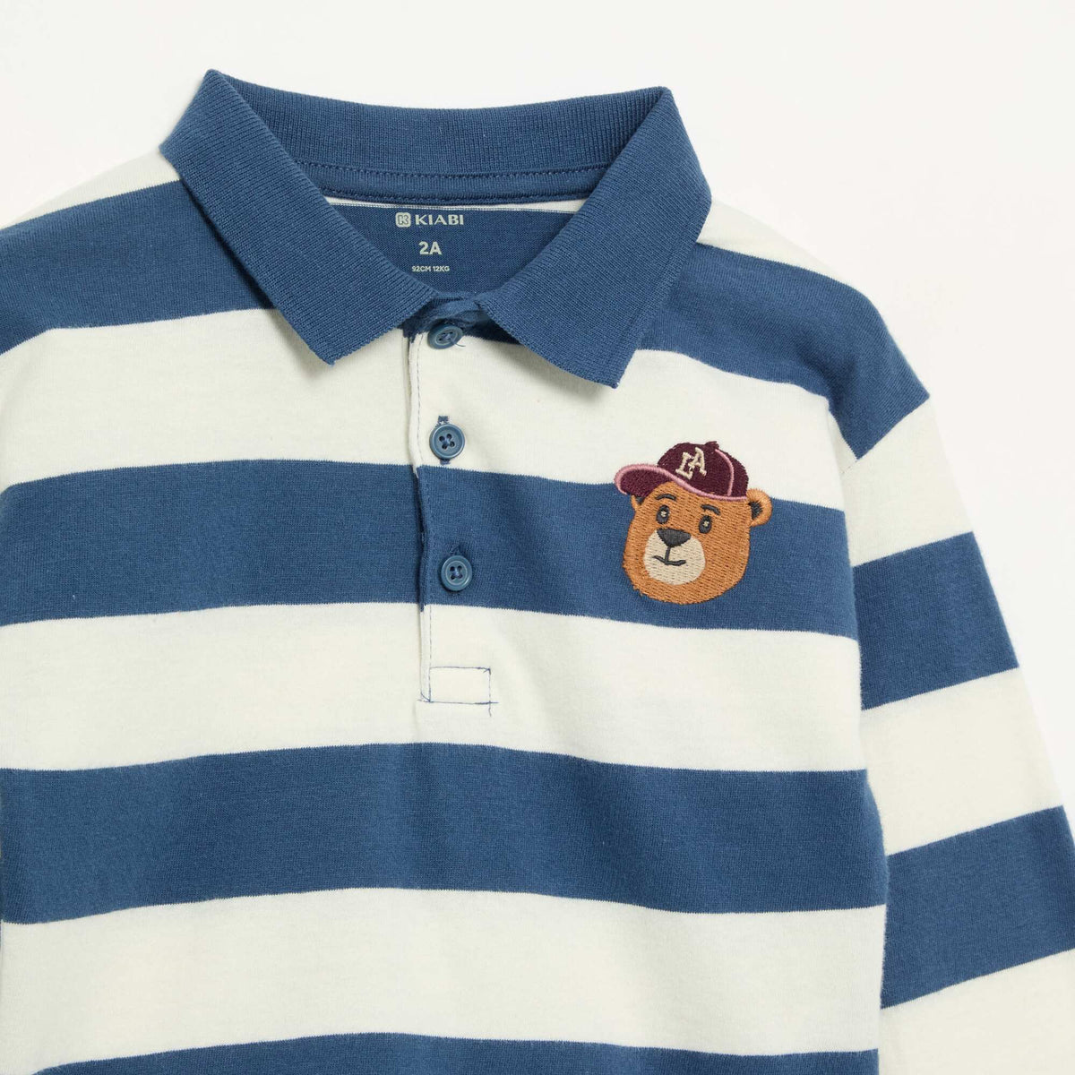 Polo rayé en jersey de coton BLEU