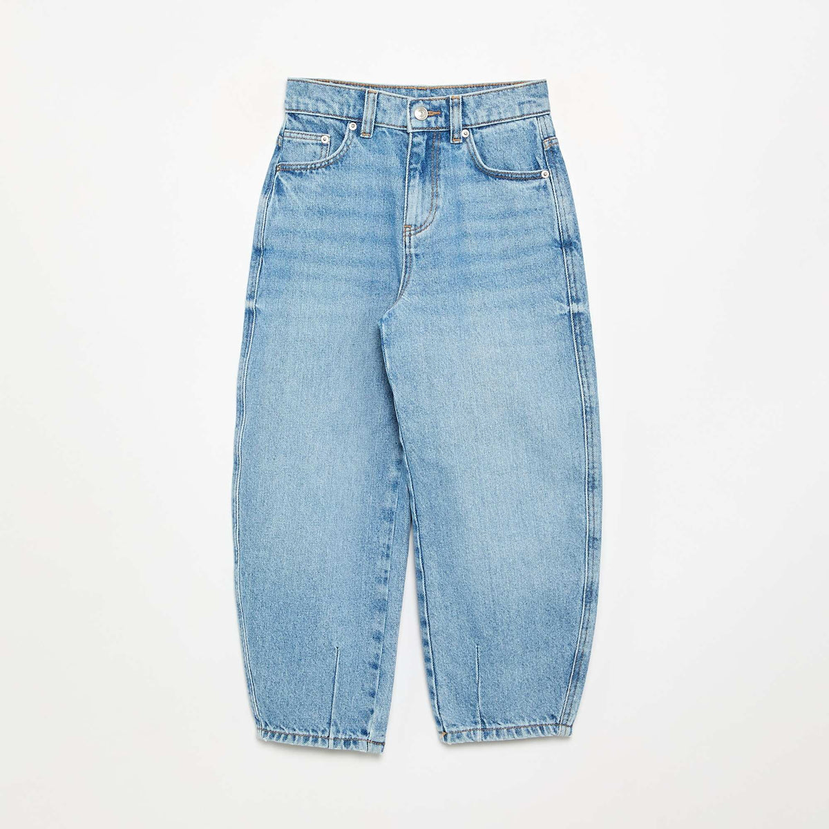 Pantalon en denim forme barrel BLEU