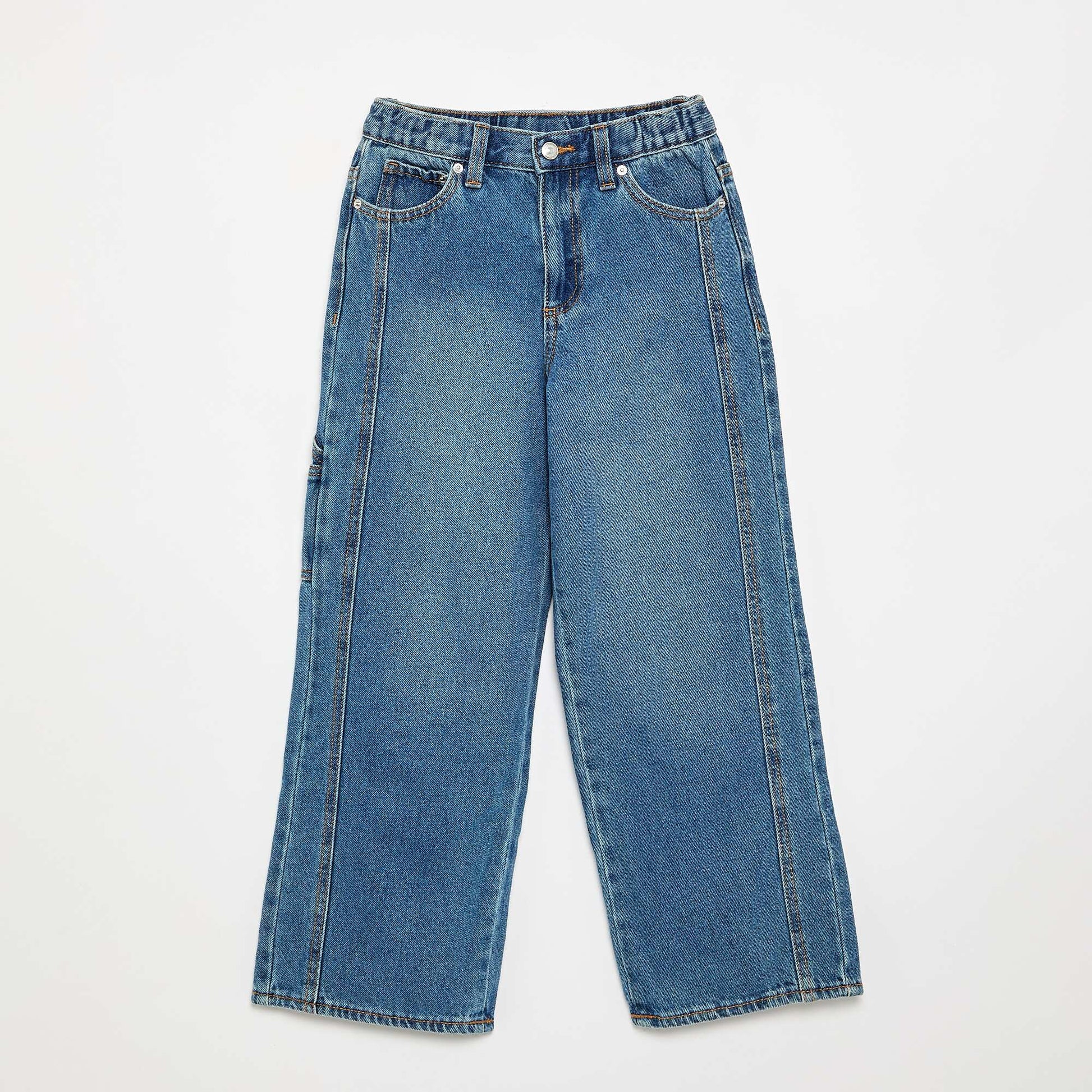 Pantalon large en denim BLEU