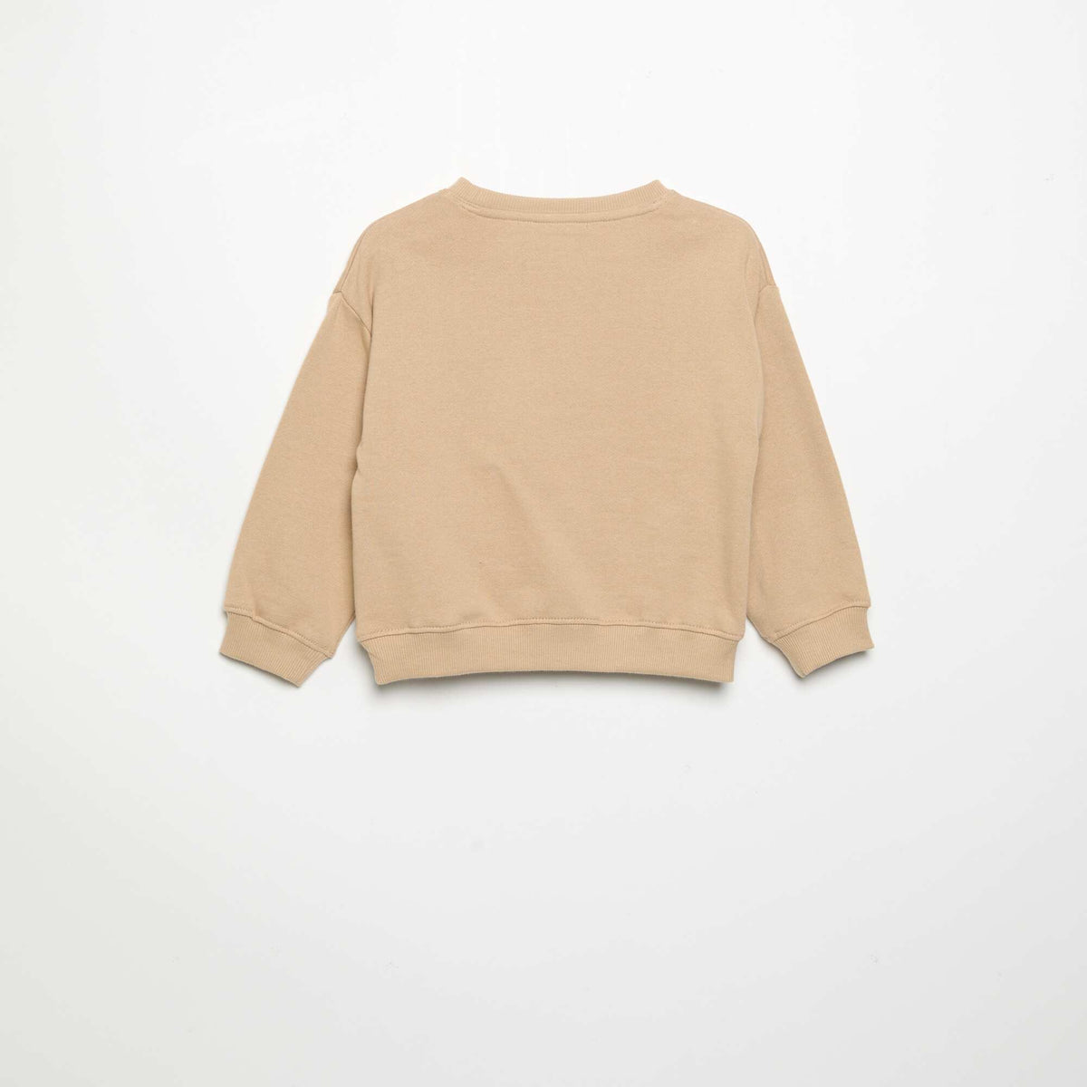Sweat à manches longues en polaire avec animation BEIGE
