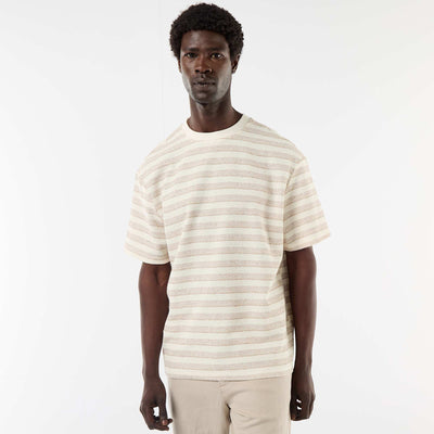 T-shirt en maille tricot à manches courtes BEIGE