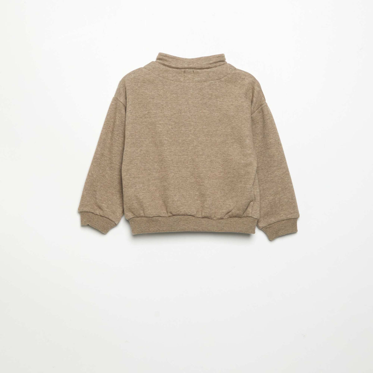 Sweat à manches longues et col zippé MARRON