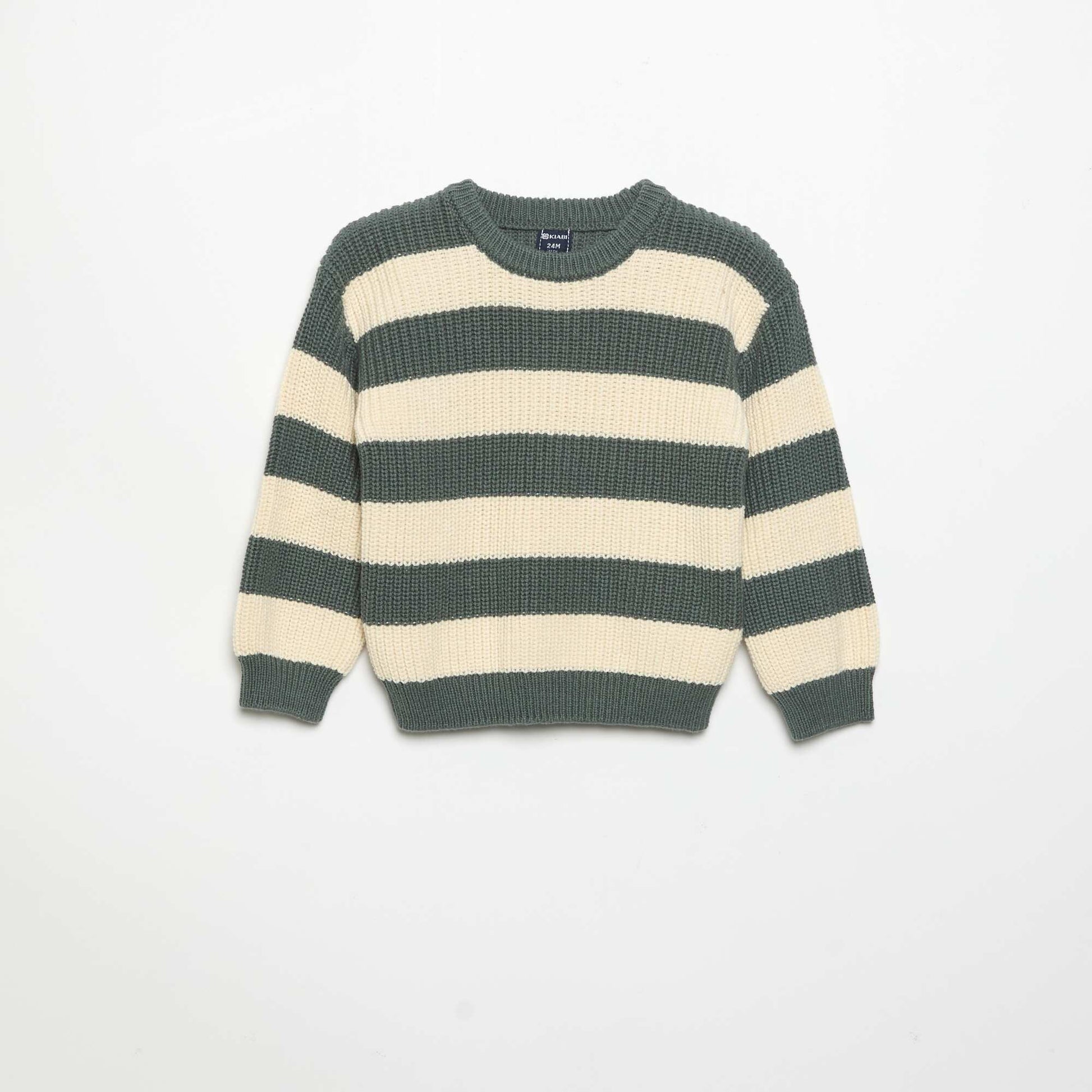 Pull rayé avec boutonnage épaule VERT