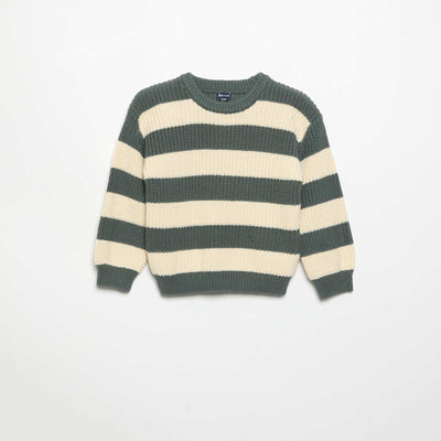 Pull rayé avec boutonnage épaule VERT