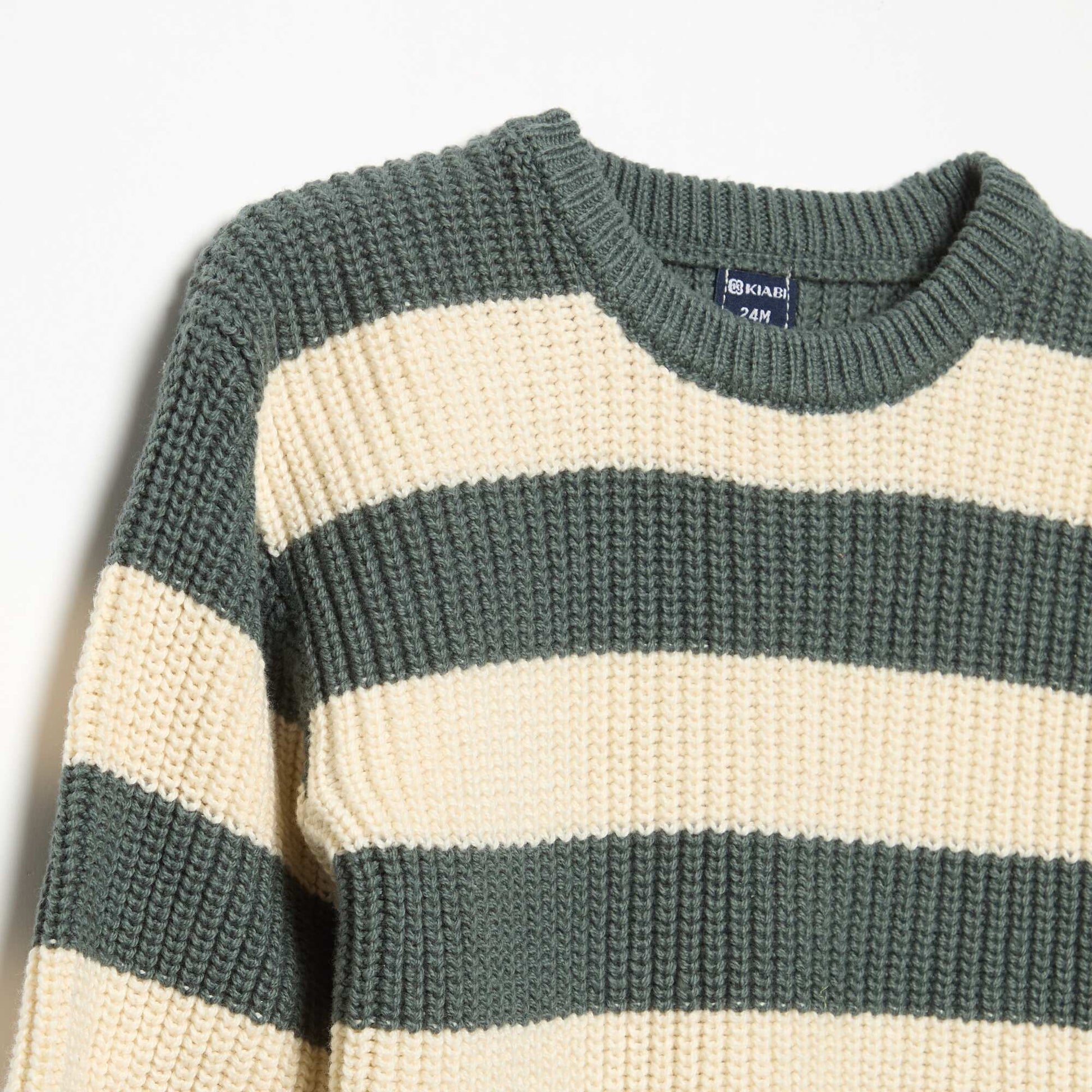 Pull rayé avec boutonnage épaule VERT