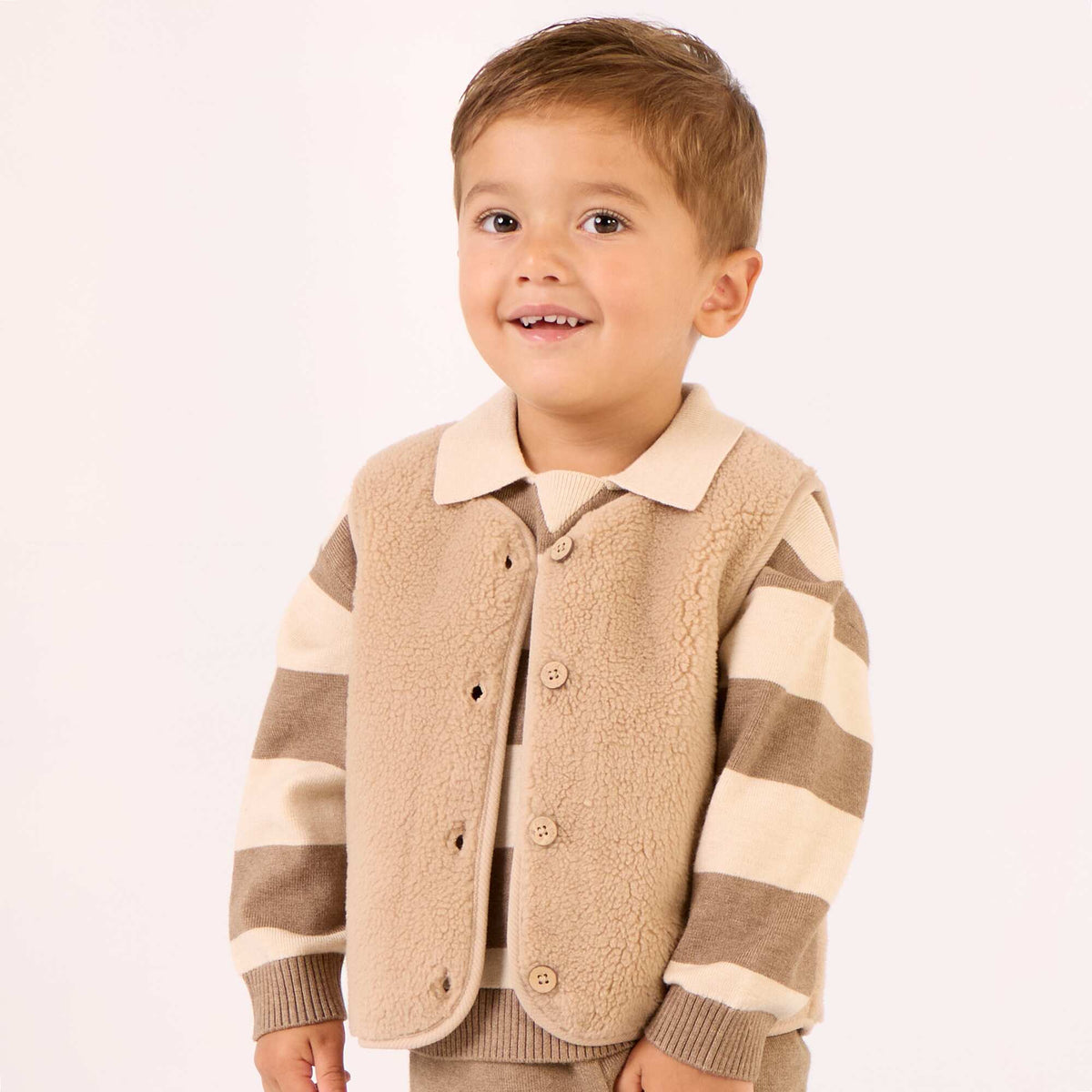 Veste sans manches effet moutonné BEIGE
