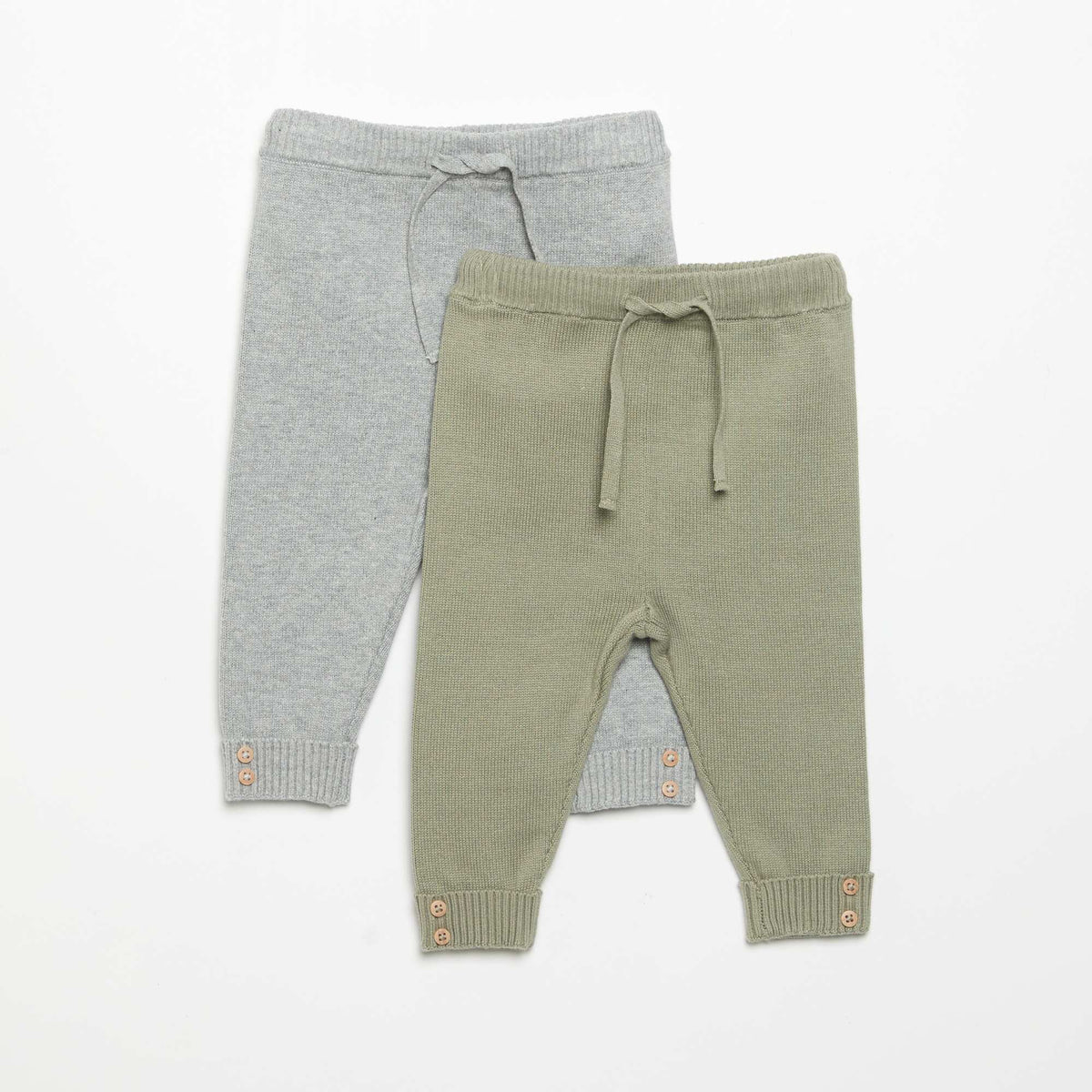 Lot de 2 pantalons en coton tricoté GRIS