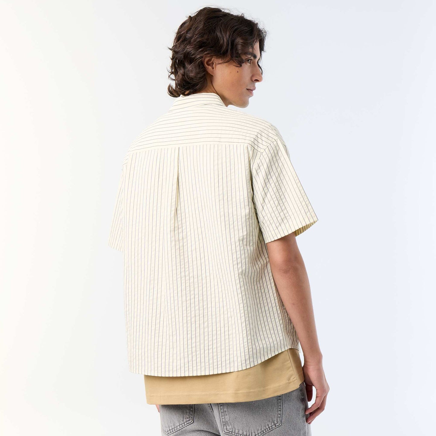 Chemise manches courtes  avec broderies BEIGE