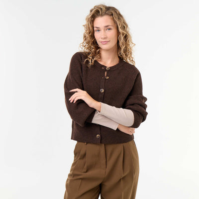 Gilet en maille grosse jauge MARRON