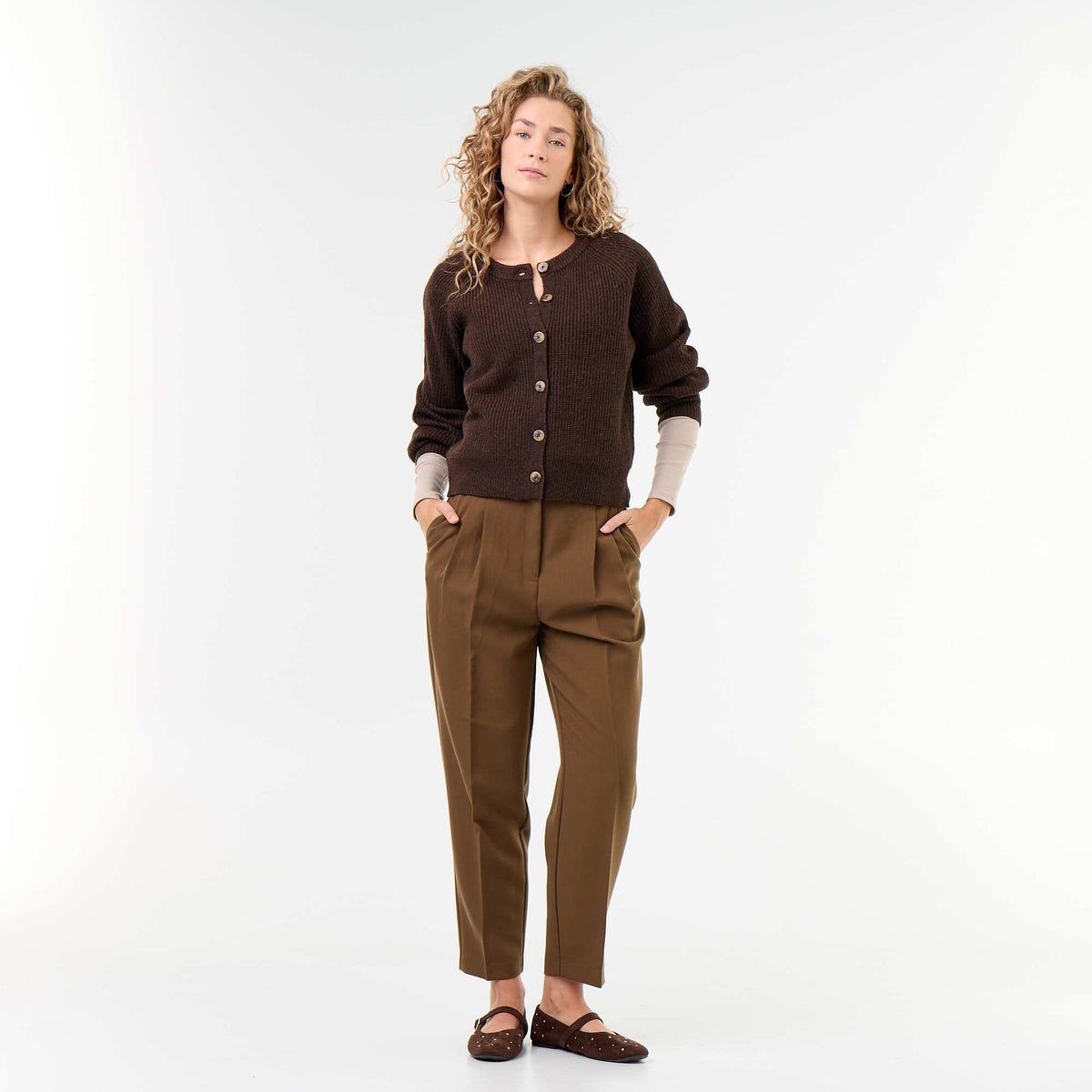 Gilet en maille grosse jauge MARRON