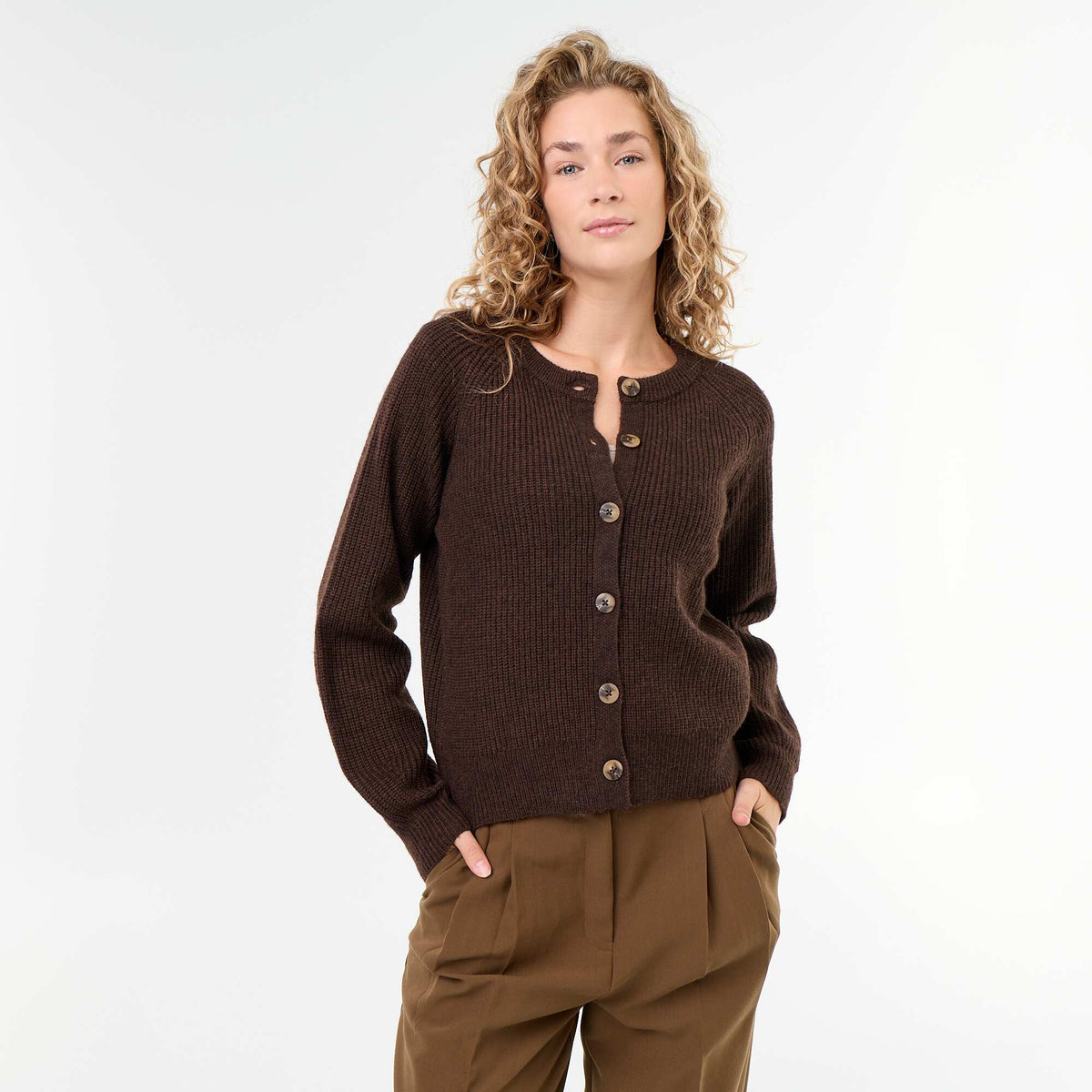 Gilet en maille grosse jauge MARRON