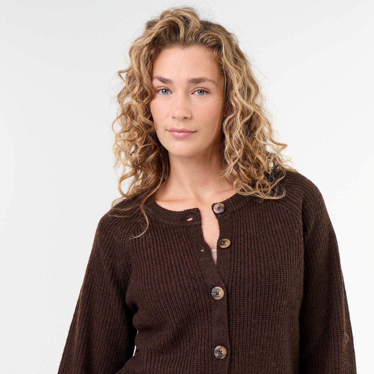 Gilet en maille grosse jauge MARRON
