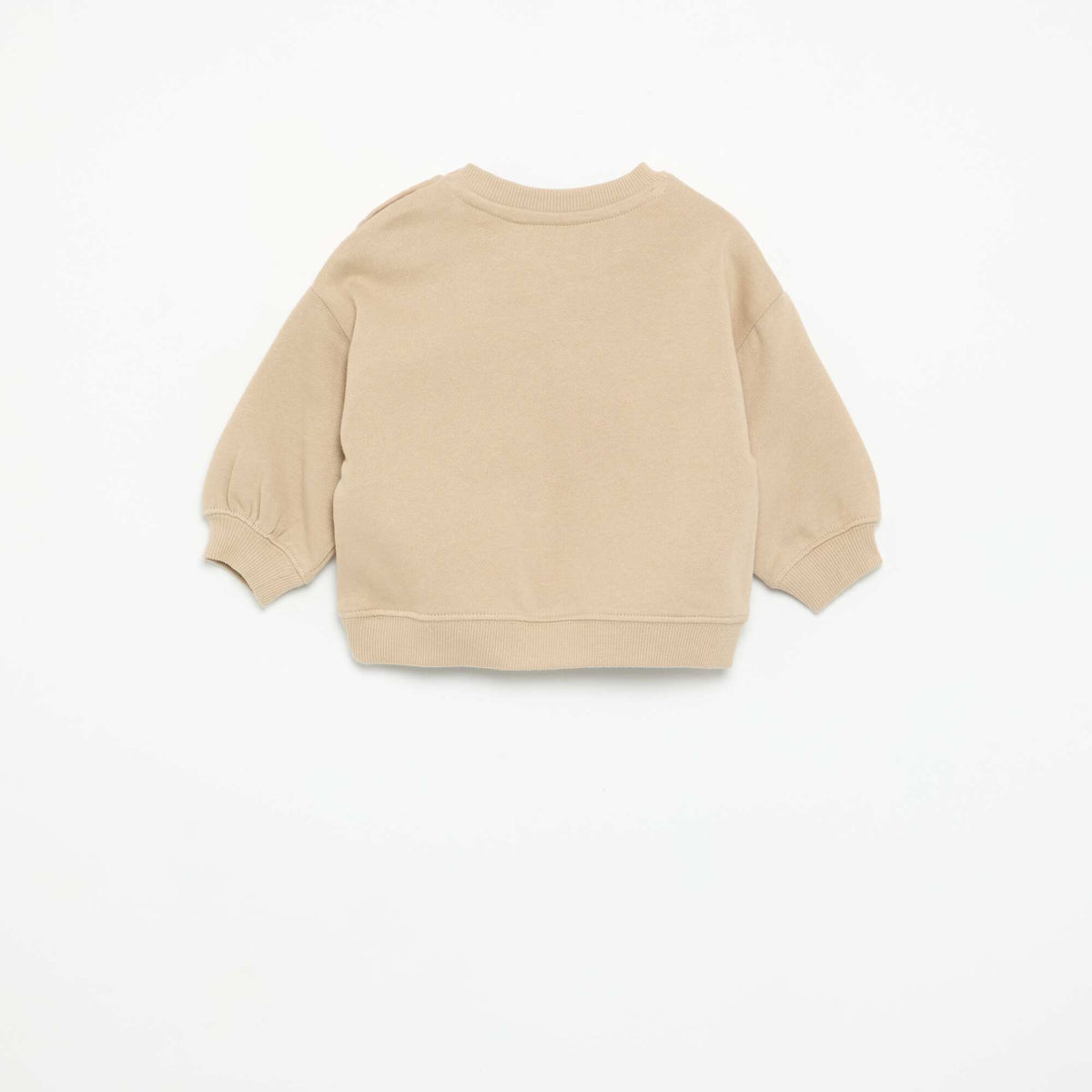 Sweat uni avec imprimé poitrine BEIGE
