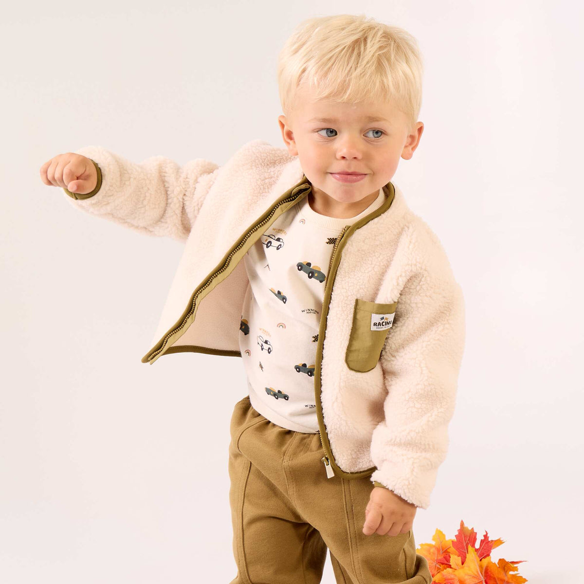 Gilet moutonné à manches longues BEIGE